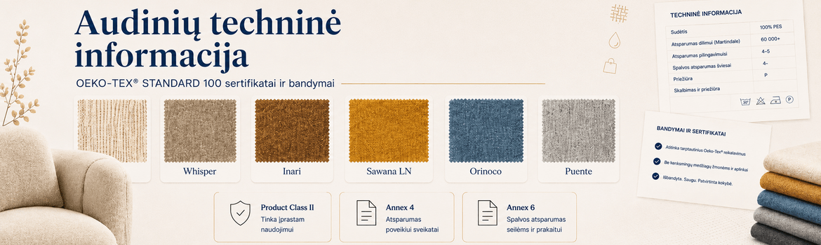 ELTAP audinių techninė informacija, OEKO-TEX® sertifikatai ir bandymai