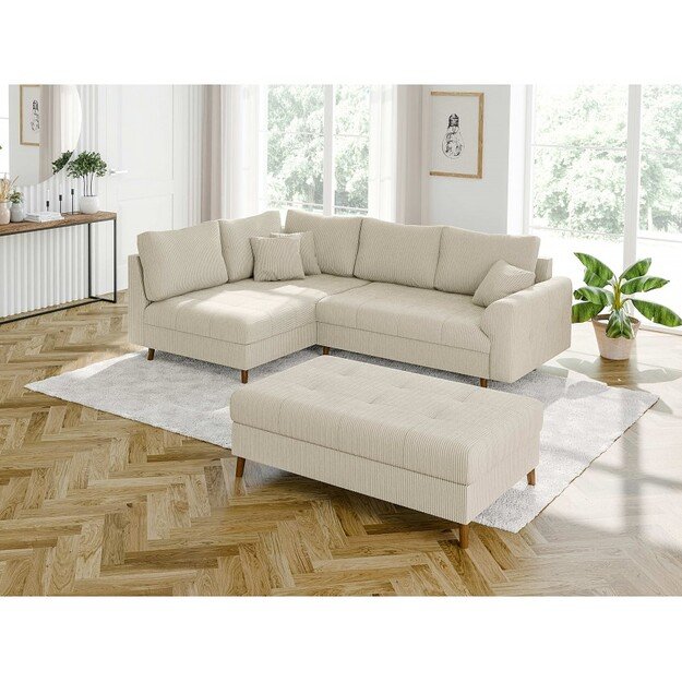 Kampinė sofa Ariella  – stilingas komfortas su skandinavišku prieskoniu
