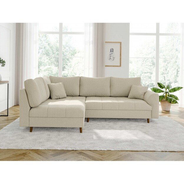 Kampinė sofa Ariella  – stilingas komfortas su skandinavišku prieskoniu