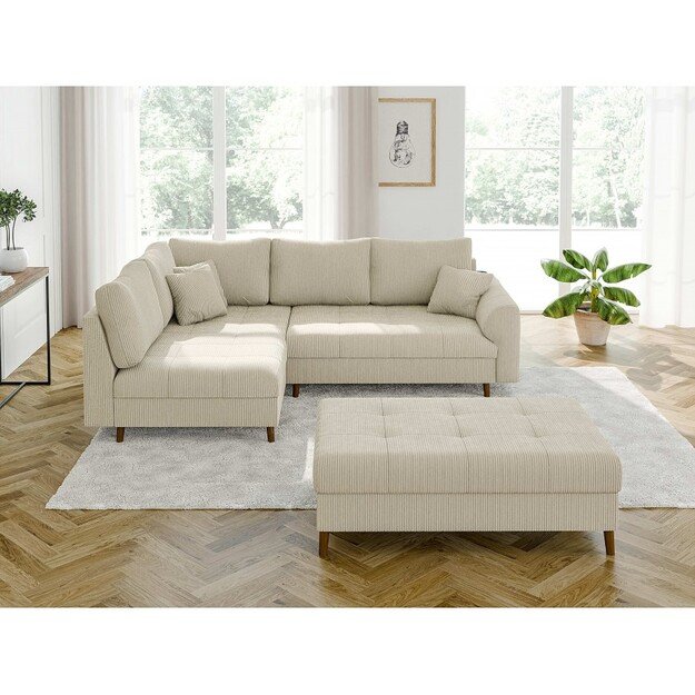 Kampinė sofa Ariella  – stilingas komfortas su skandinavišku prieskoniu
