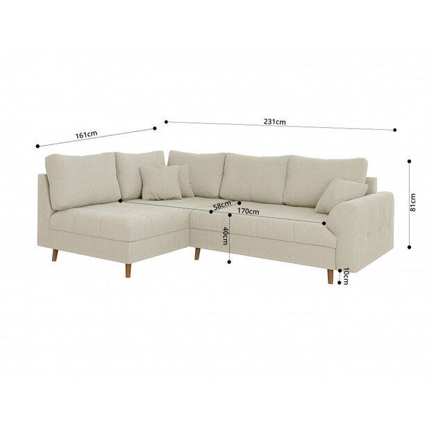 Kampinė sofa Ariella  – stilingas komfortas su skandinavišku prieskoniu