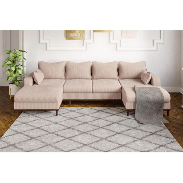 Kampinė sofa Beata U su miegama funkcija – universalumas ir komfortas viename