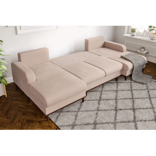 Kampinė sofa Beata U su miegama funkcija – universalumas ir komfortas viename