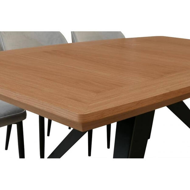 Išskleidžiamas valgomojo stalas su metaline baze – ąžuolo faneruotė ( tik stalas ) 1