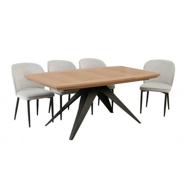 Išskleidžiamas valgomojo stalas su metaline baze – ąžuolo faneruotė ( tik stalas )