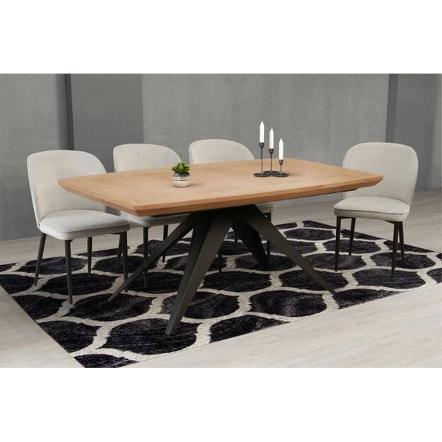 Išskleidžiamas valgomojo stalas su metaline baze – ąžuolo faneruotė ( tik stalas ) 2