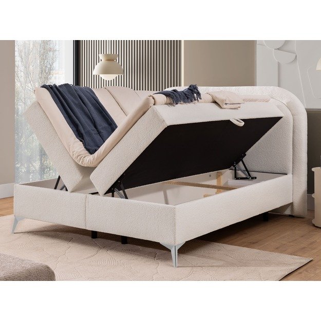 Dvigulė lova Ornes – su patalynės dėžėmis, aukštomis kojelėmis ir apvalintu galvūgaliu 9