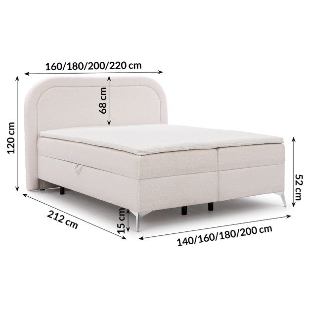 Dvigulė lova Ornes – su patalynės dėžėmis, aukštomis kojelėmis ir apvalintu galvūgaliu 2