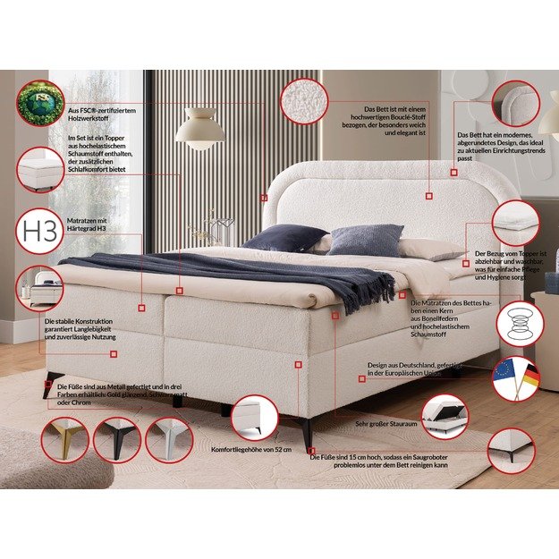 Dvigulė lova Ornes – su patalynės dėžėmis, aukštomis kojelėmis ir apvalintu galvūgaliu 6