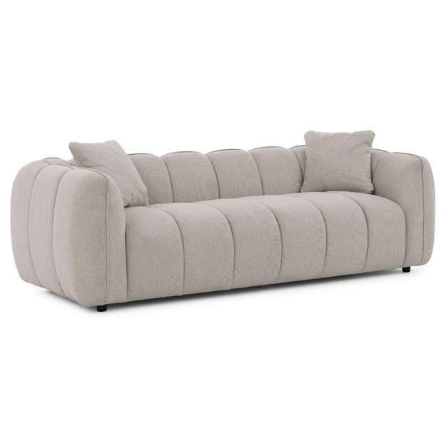 Trivietė sofa Lanzo – išraiškingas siluetas ir vertikalus dygsniavimas