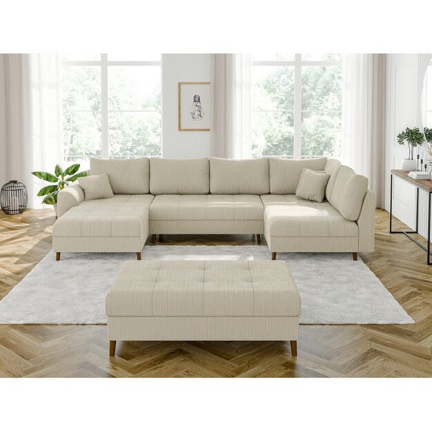 Kampinė sofa Ariella U formos  – elegancija, komfortas ir skandinaviškas stilius