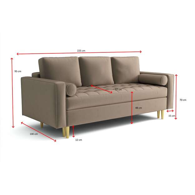 Sofa-lova MONZA – miego funkcija, be patalynės dėžės, 225 cm plotis 5
