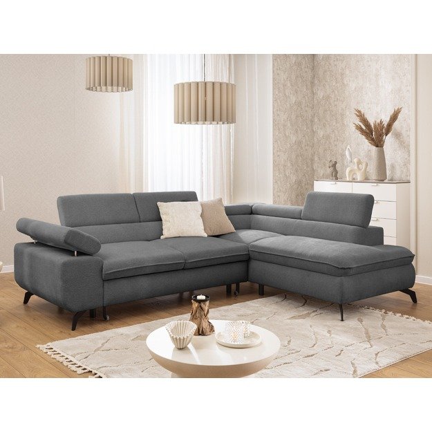 Kampinė sofa Marbeya – su miego funkcija, patalynės dėže ir reguliuojamais galvos atlošais 9