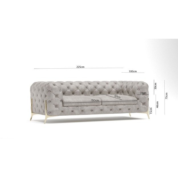 2,5 vietos sofa Chelsea Bis - platesnė sėdimoji dalis, aukštos kojelės, banguotos spyruoklės 2