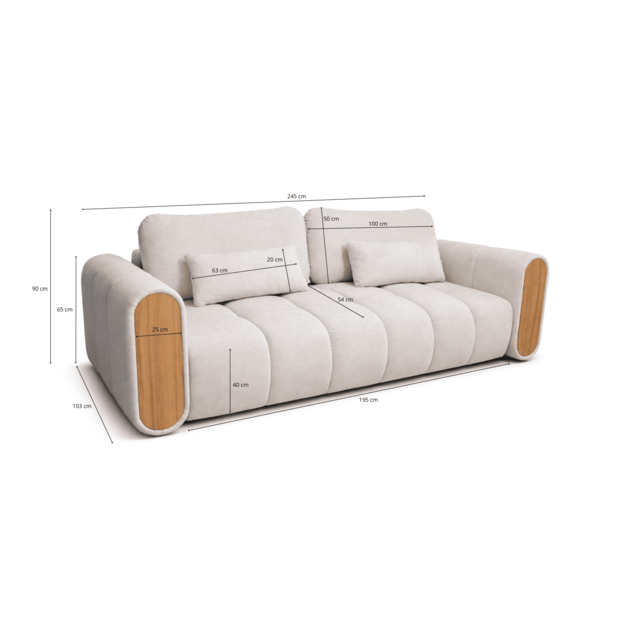 Sofa-lova NORD – miego funkcija, 245 cm plotis 4