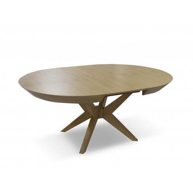 Ąžuolo faneruote dengtas apvalus stalas – išskleidžiamas, paslėpti įdėklai ( tik stalas ) 1