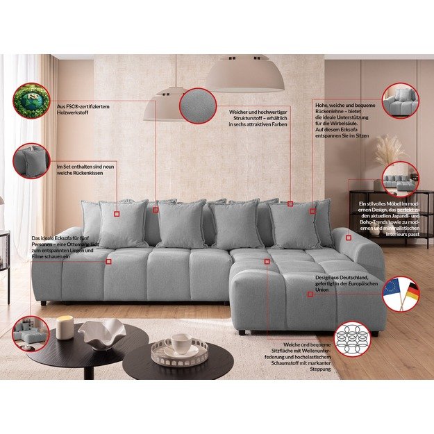 Minkštas kampas Albane – universalus, erdvus ir elegantiško dizaino 5