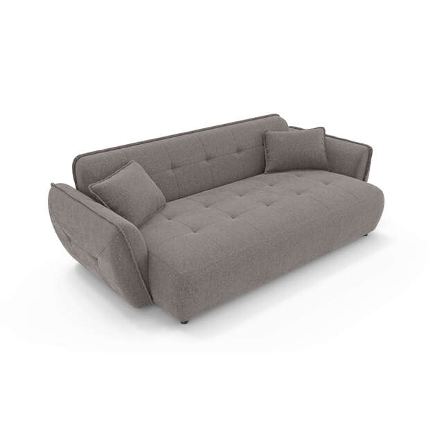 Keturvietė sofa Nelia – erdvus komfortas, minkštos formos ir dygsniuotas dizainas