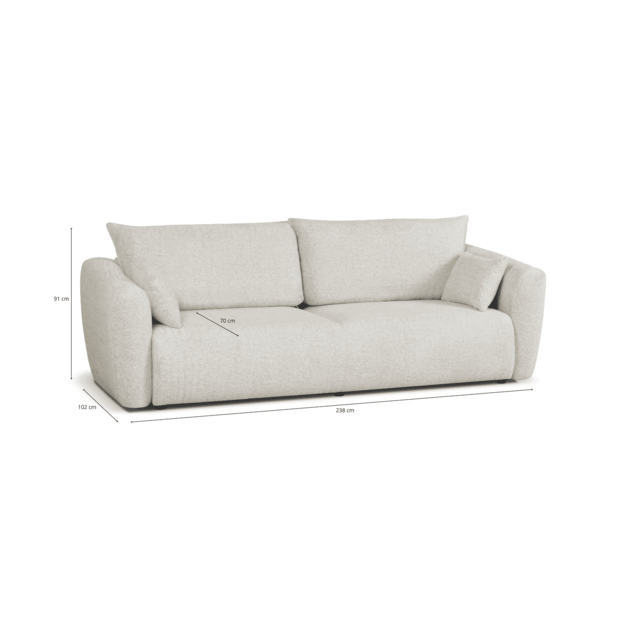 Sofa-lova DALLAS – miego funkcija, patalynės dėžė, 238 cm plotis 9