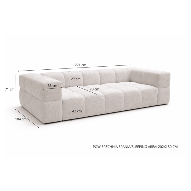 Sofa-lova RUBI – PUMA miego funkcija, be patalynės dėžės, 271 cm plotis 4