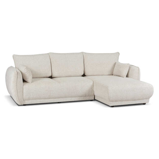 Minkštas kampas LOREN – miego funkcija, 2 patalynės dėžės, 252 cm plotis
