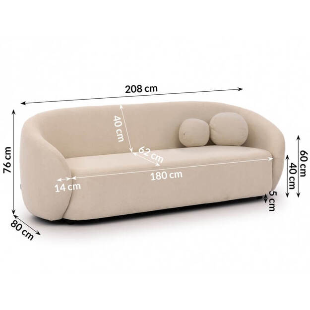 Sofa Bloom 3-vietė – modernus „boho“ stiliaus akcentas jūsų interjere