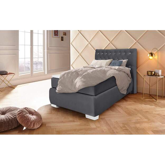 Viengulė lova RUMBA – prabangi kontinentinė lova su čiužiniu ir antčiužiniu (90x200 cm) 4