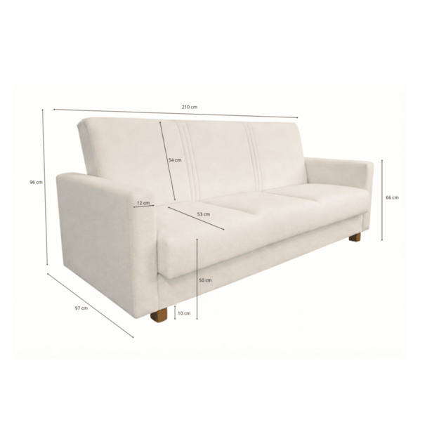 Sofa-lova HAVEN – miego funkcija, patalynės dėžė, 210 cm plotis 6