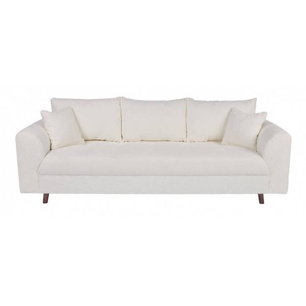 Sofa Ariella – erdvi ir elegantiška trivietė sofa su aukštomis medinėmis kojelėmis