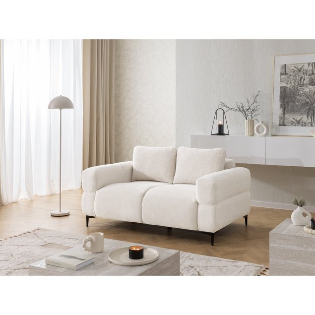 Dvivietė sofa Helio - moderni, aukštesnės kojelės, minkštos pagalvės
