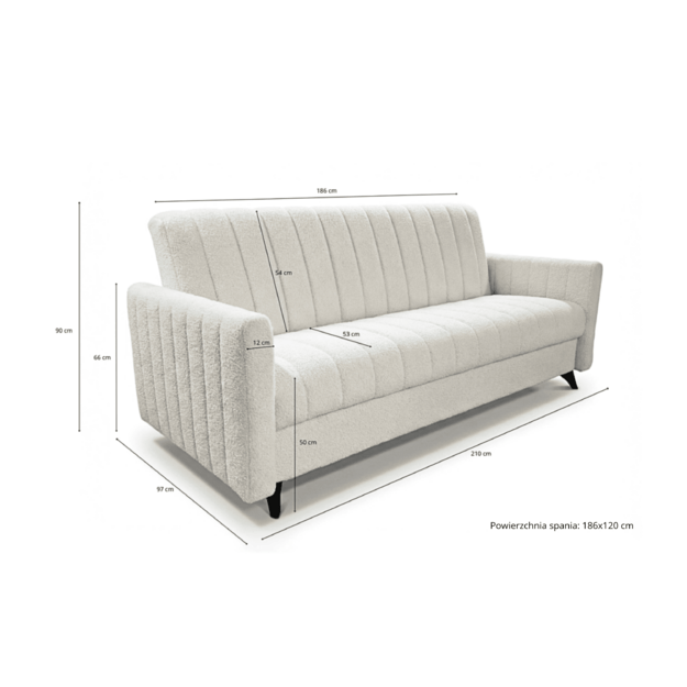Sofa-lova LAMBO – miego funkcija, patalynės dėžė, 210 cm plotis 7