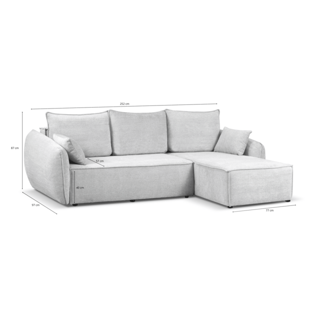 Minkštas kampas SELLMA – miego funkcija, 2 patalynės dėžės, 252 cm plotis 4