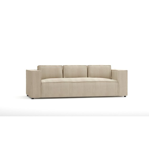 Trivietė sofa Cloe - 230 cm, minkštos nugaros pagalvės, trys sėdimos vietos