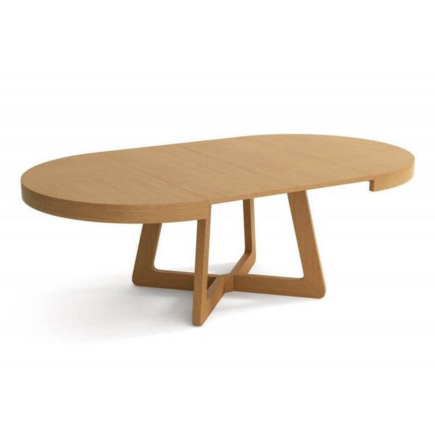 Išskleidžiamas apvalus valgomojo stalas – ąžuolo faneruotė, ilgis iki 230 cm (tik stalas) 1