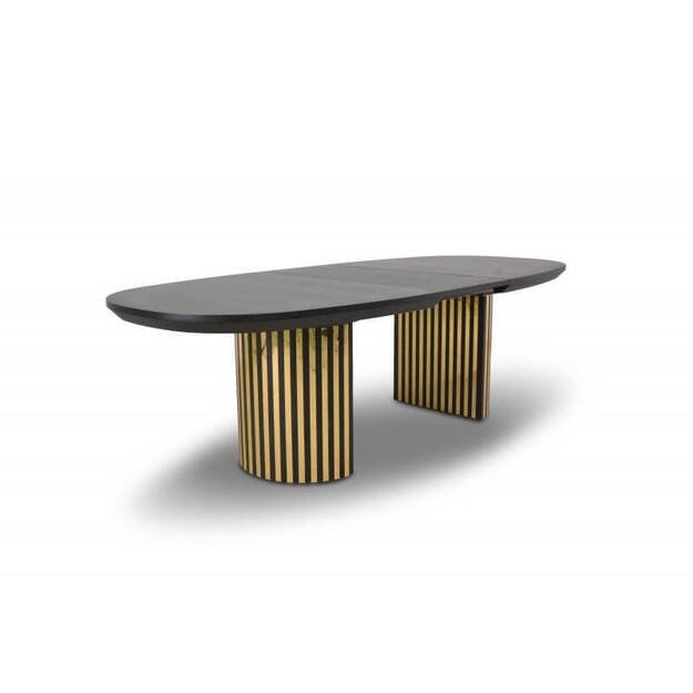 Išskleidžiamas valgomojo stalas su rievėta koja ir aukso spalvos detalėmis ( tik stalas ) 1