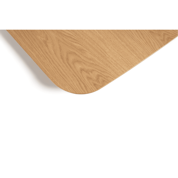 Išskleidžiamas valgomojo stalas su ąžuolo faneruote dengtu stalviršiu ir dekoruota koja (tik stalas) 5