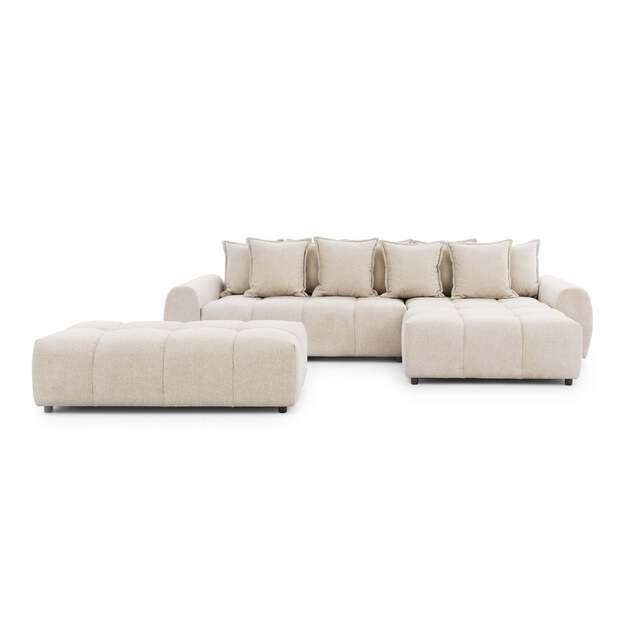 Minkštas kampas Albane su pufu – universalus, erdvus ir elegantiško dizaino komplektas 14