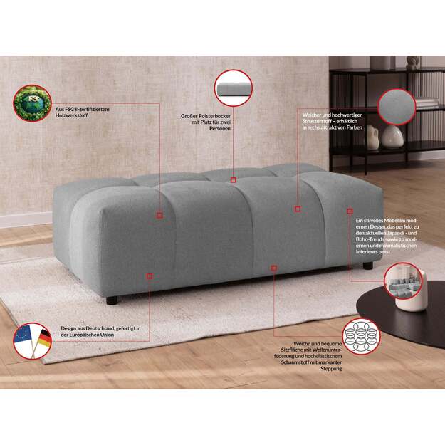 Minkštas kampas Albane su pufu – universalus, erdvus ir elegantiško dizaino komplektas 6