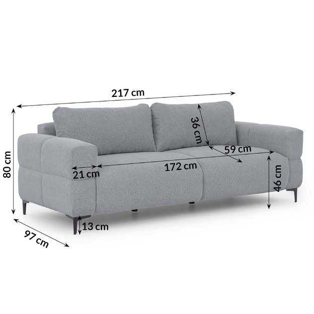 Trivietė sofa Helio – lengvas siluetas, aukštos kojelės ir modernus komfortas 1