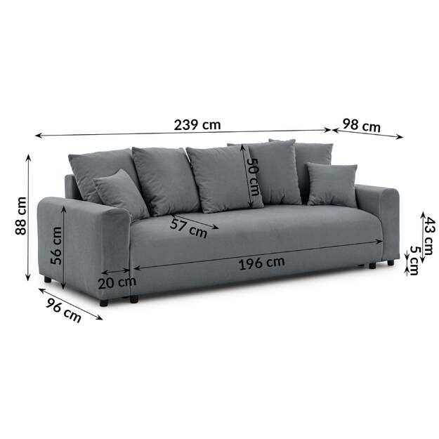 Keturvietė sofa Luma Small – miego funkcija, patalynės dėžė, kompaktiškesnis dydis 6