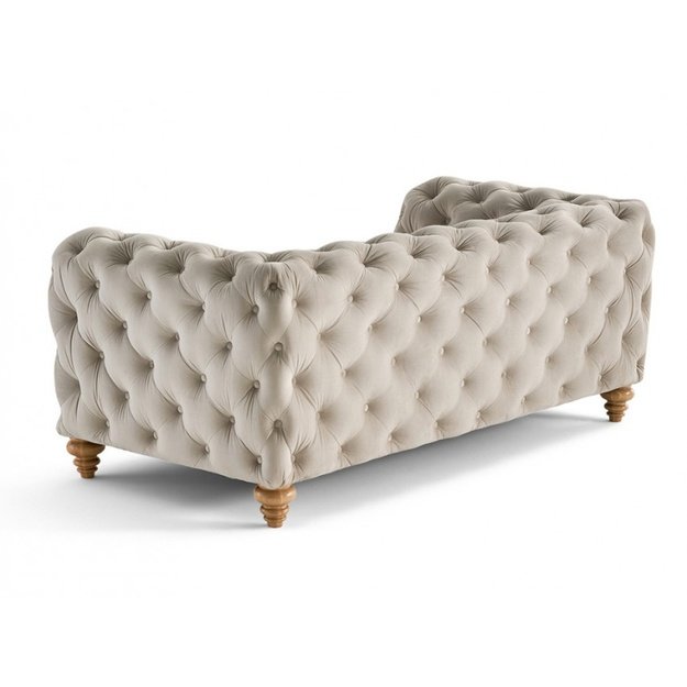 Dvivietė sofa Chesty - minkšta Chesterfield stilistika, medinės kojelės, banguotos spyruoklės