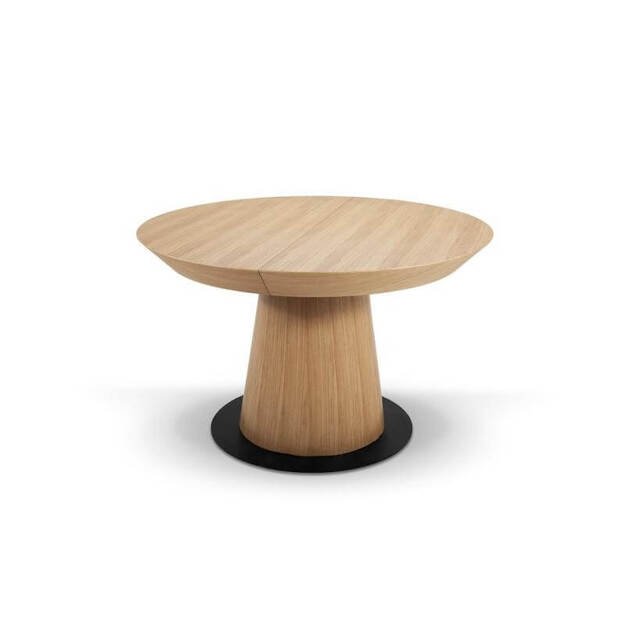 Apvalus išskleidžiamas valgomojo stalas su metaline baze ( tik stalas )