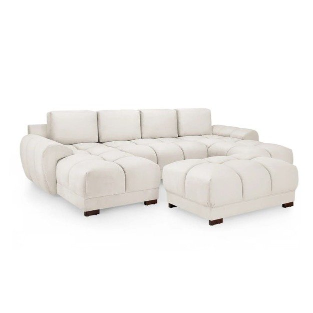 U formos minkštas kampas su minkštasuoliu Azzuro – erdvus, universalus ir elegantiško dizaino komplektas