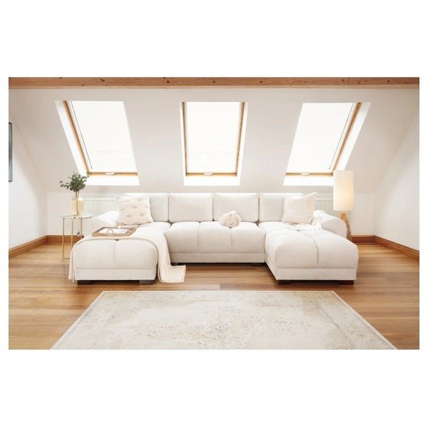 U formos minkštas kampas su minkštasuoliu Azzuro – erdvus, universalus ir elegantiško dizaino komplektas 4