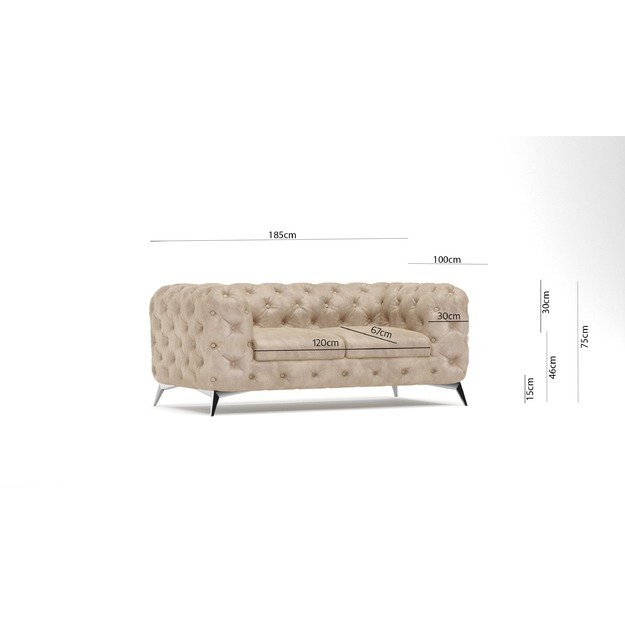 Dvivietė sofa Chelsea - modernios klasikos dizainas, aukštos kojelės 2