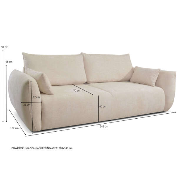Sofa-lova ZEPHIRA – miego funkcija, patalynės dėžė, 238 cm plotis 5
