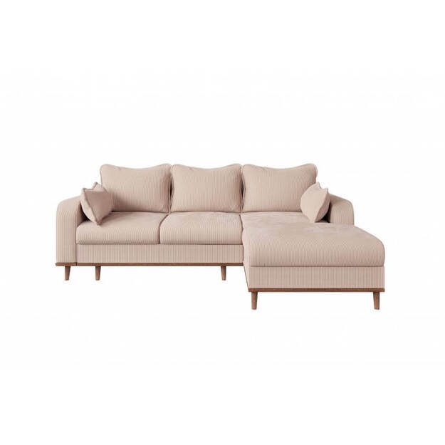 Minkštas kampas Beata L – elegantiška kampinė sofa su miegama funkcija ir patalynės dėže