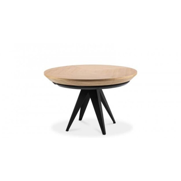 Išskleidžiamas valgomojo stalas – unikali ąžuolo tekstūra, metalinė konstrukcija (tik stalas)