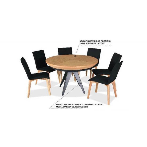 Išskleidžiamas valgomojo stalas – unikali ąžuolo tekstūra, metalinė konstrukcija (tik stalas) 1