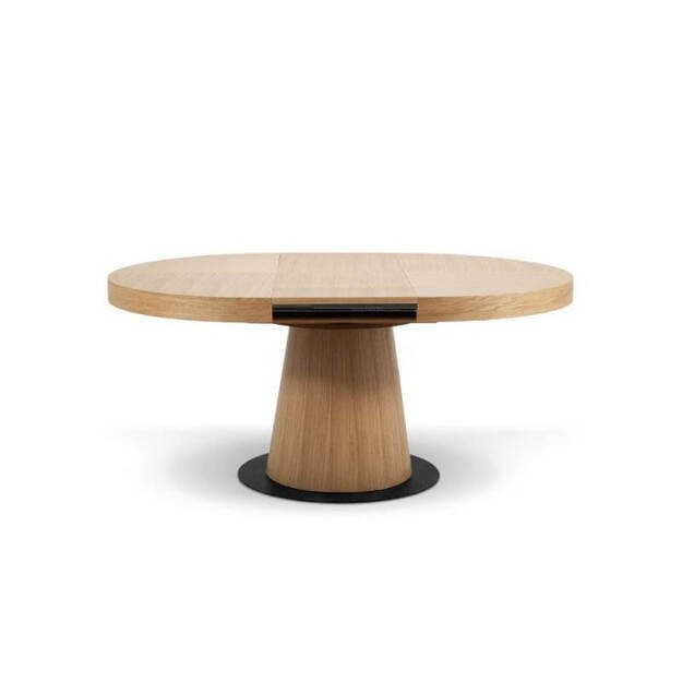 Apvalus išskleidžiamas valgomojo stalas su metaline baze ir ąžuolo faneruote dengta koja ( tik stalas ) 1